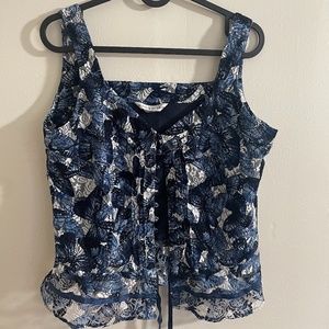 Navy Lace Tank Top